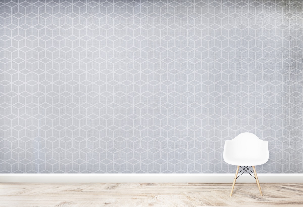 White Chair Against A Cubic Wall Room Mockup